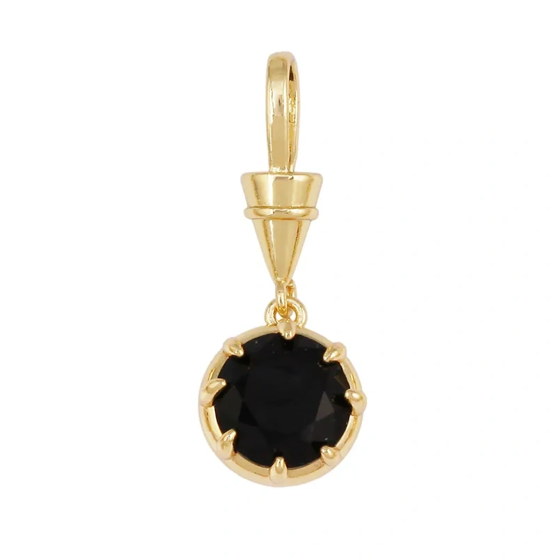 Geometry Round Square Water Drop Shape Charm Pendant,Inlay Colorful Zircon Real 18K Gold Necklace Bracelet Jewelry Supply R48