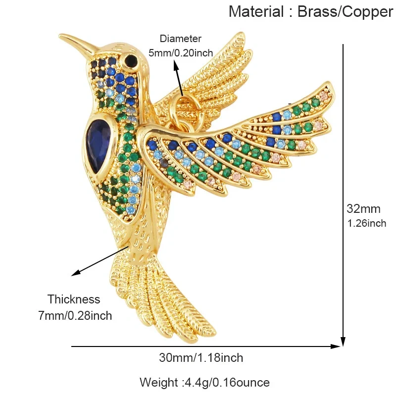 Trendy Butterfly Dragonfly Bird Bee Animal Charm Pendant,Real 18K Gold Plated Necklace Bracelet DIY Handmade Jewelry Supply R11