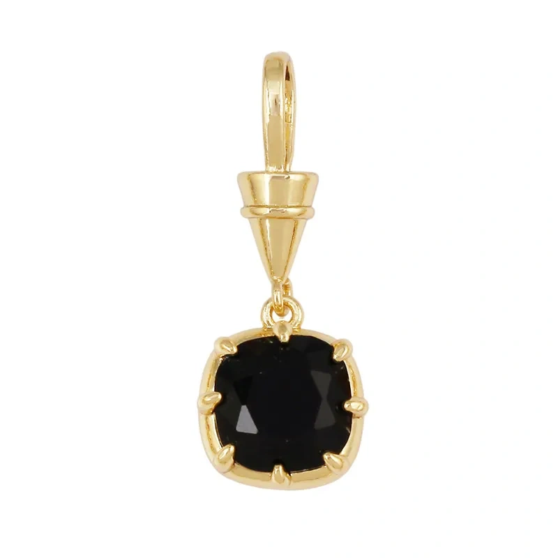 Geometry Round Square Water Drop Shape Charm Pendant,Inlay Colorful Zircon Real 18K Gold Necklace Bracelet Jewelry Supply R48