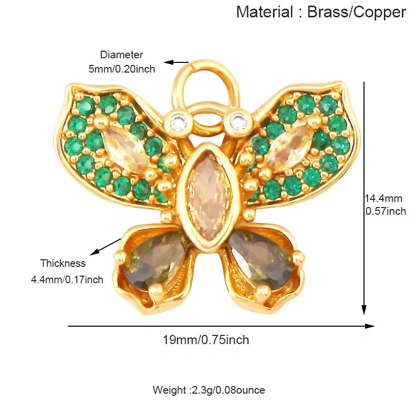 Trendy Butterfly Dragonfly Bird Bee Animal Charm Pendant,Real 18K Gold Plated Necklace Bracelet DIY Handmade Jewelry Supply R11