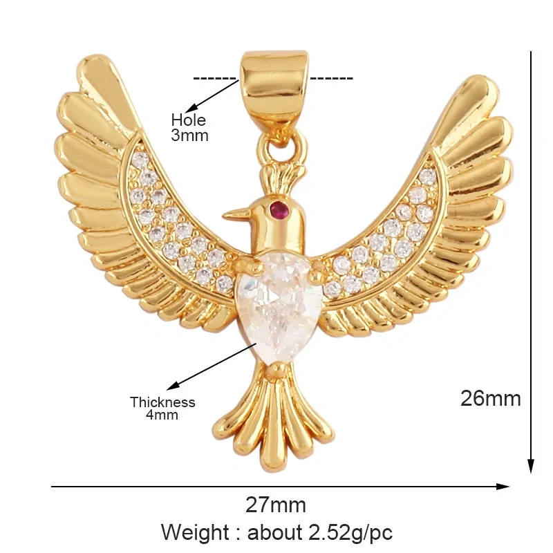 Trendy Butterfly Dragonfly Bird Bee Animal Charm Pendant,Real 18K Gold Plated Necklace Bracelet DIY Handmade Jewelry Supply R11
