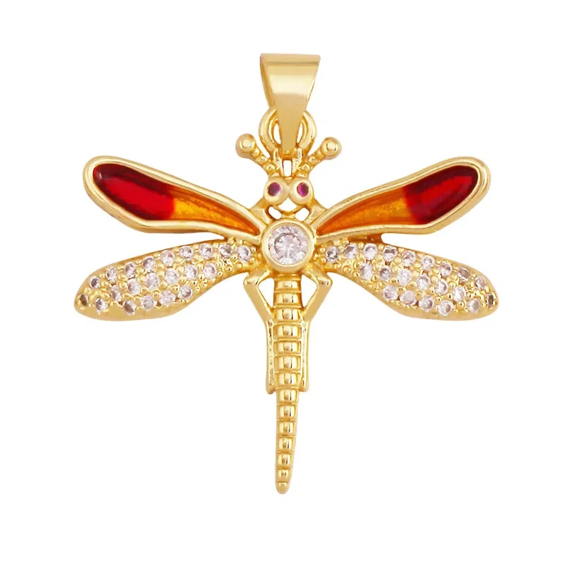 Trendy Butterfly Dragonfly Bird Bee Animal Charm Pendant,Real 18K Gold Plated Necklace Bracelet DIY Handmade Jewelry Supply R11