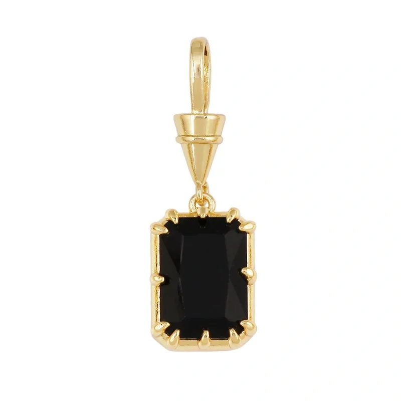 Geometry Round Square Water Drop Shape Charm Pendant,Inlay Colorful Zircon Real 18K Gold Necklace Bracelet Jewelry Supply R48
