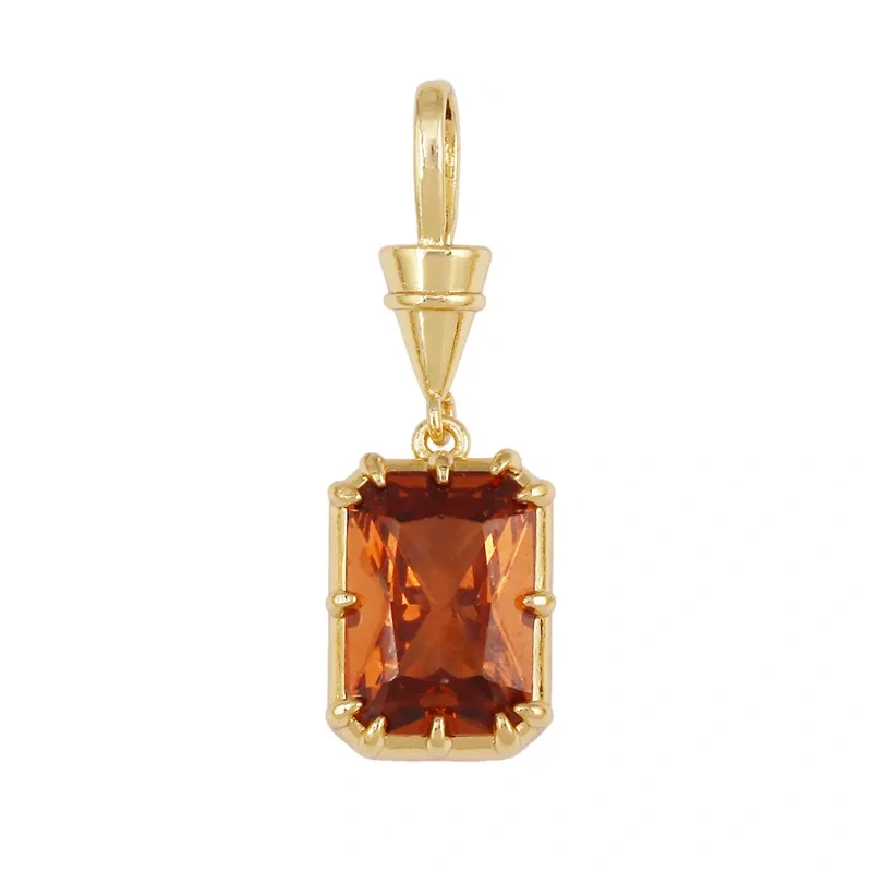 Geometry Round Square Water Drop Shape Charm Pendant,Inlay Colorful Zircon Real 18K Gold Necklace Bracelet Jewelry Supply R48