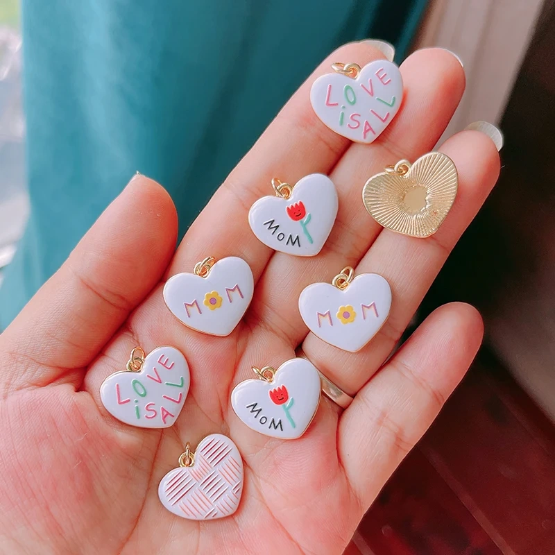 Trendy Colorful Heart Star Charm Pendant,Love Kiss Mom Lucky Letter Choker DIY Jewelry Making Necklace Bracelet Supplies L46