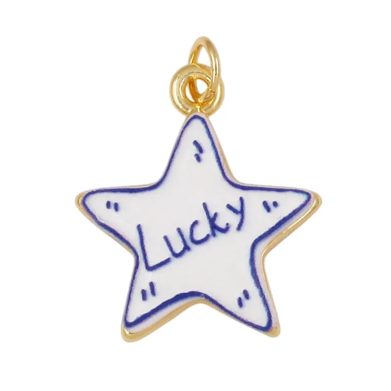 Trendy Colorful Heart Star Charm Pendant,Love Kiss Mom Lucky Letter Choker DIY Jewelry Making Necklace Bracelet Supplies L46