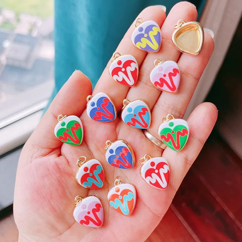 Trendy Colorful Heart Star Charm Pendant,Love Kiss Mom Lucky Letter Choker DIY Jewelry Making Necklace Bracelet Supplies L46