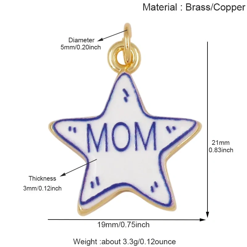 Trendy Colorful Heart Star Charm Pendant,Love Kiss Mom Lucky Letter Choker DIY Jewelry Making Necklace Bracelet Supplies L46