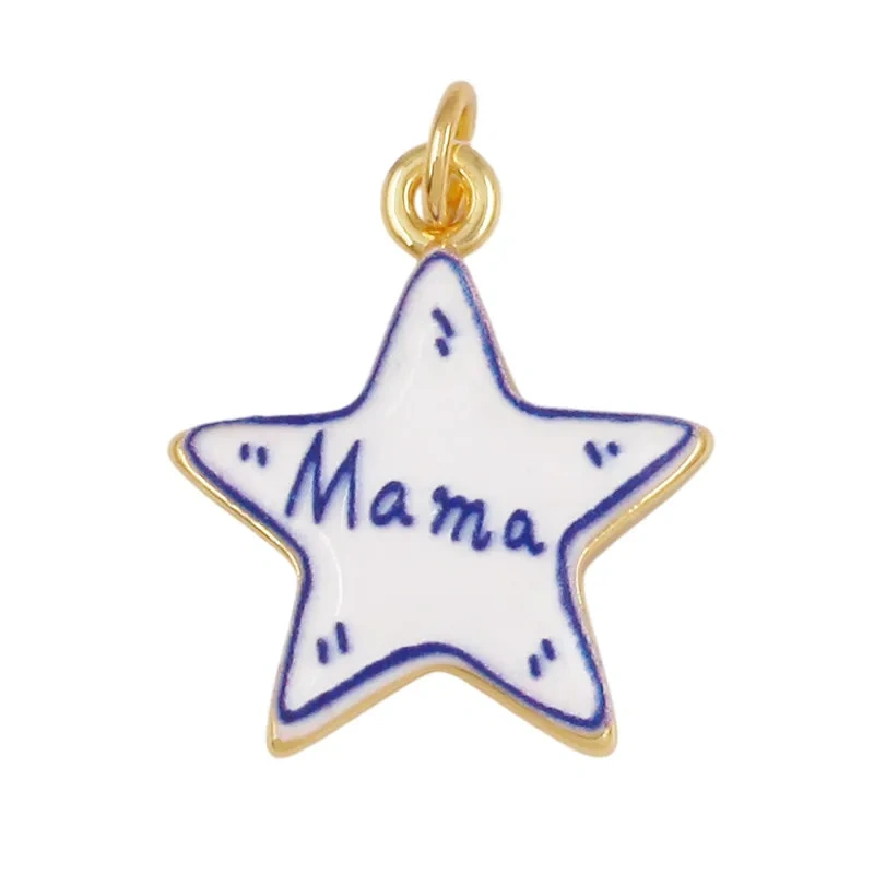 Trendy Colorful Heart Star Charm Pendant,Love Kiss Mom Lucky Letter Choker DIY Jewelry Making Necklace Bracelet Supplies L46