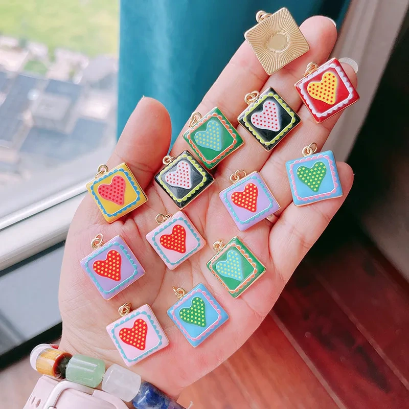 Trendy Colorful Heart Star Charm Pendant,Love Kiss Mom Lucky Letter Choker DIY Jewelry Making Necklace Bracelet Supplies L46