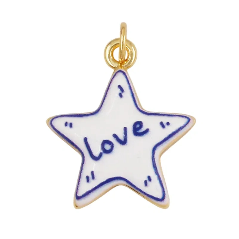 Trendy Colorful Heart Star Charm Pendant,Love Kiss Mom Lucky Letter Choker DIY Jewelry Making Necklace Bracelet Supplies L46