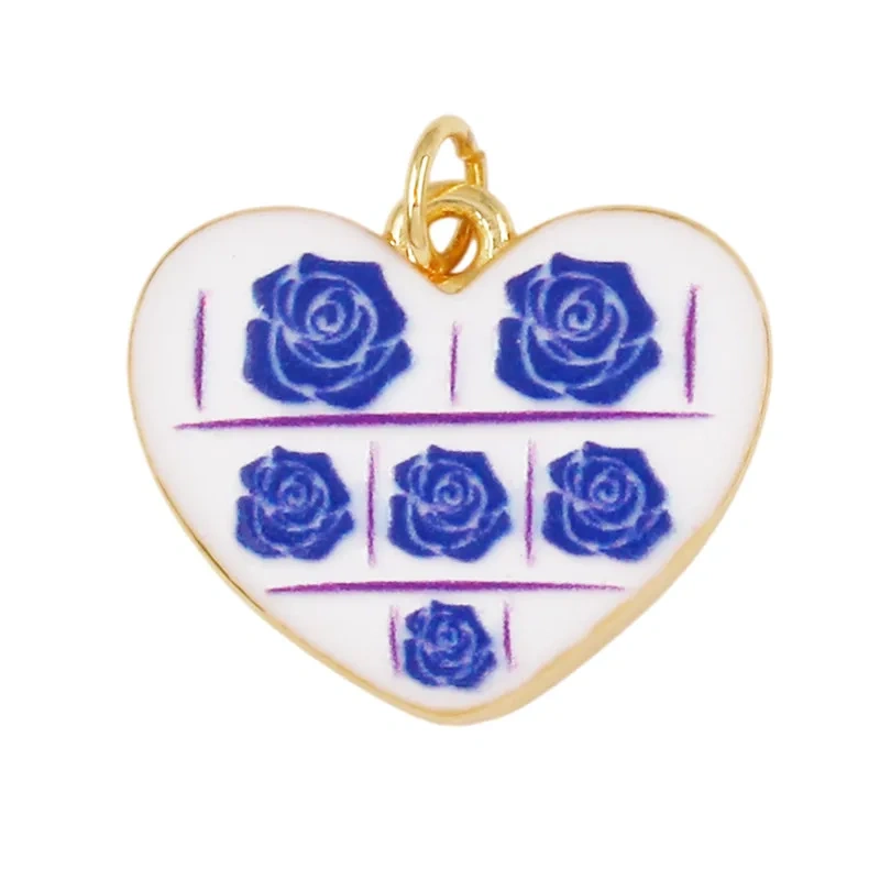 Fashion Colorful Rose Sunflower Tulip Floral Flower Charm Pendant,Collarbone Necklace Bracelet DIY Jewelry Making Supplies R06