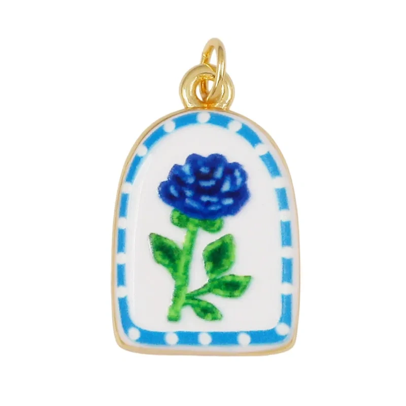 Fashion Colorful Rose Sunflower Tulip Floral Flower Charm Pendant,Collarbone Necklace Bracelet DIY Jewelry Making Supplies R06