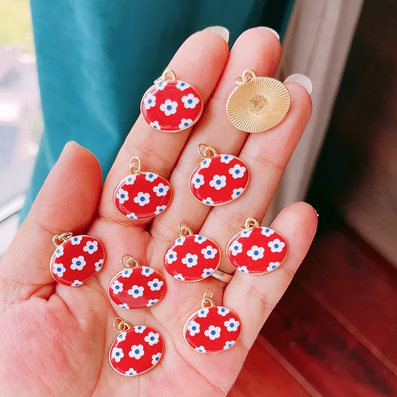 Fashion Colorful Rose Sunflower Tulip Floral Flower Charm Pendant,Collarbone Necklace Bracelet DIY Jewelry Making Supplies R06