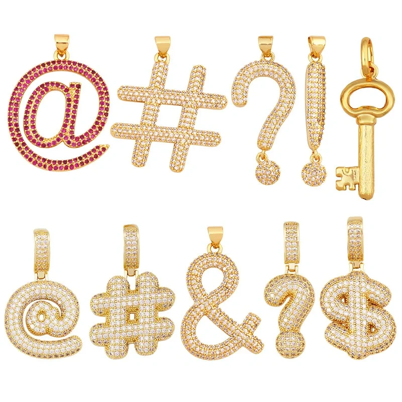 Trendy Network Symbol Cubic Zirconia Charms Pendants,DIY Jewelry Making Accessories For Necklace Bracelet Earring Supply R26