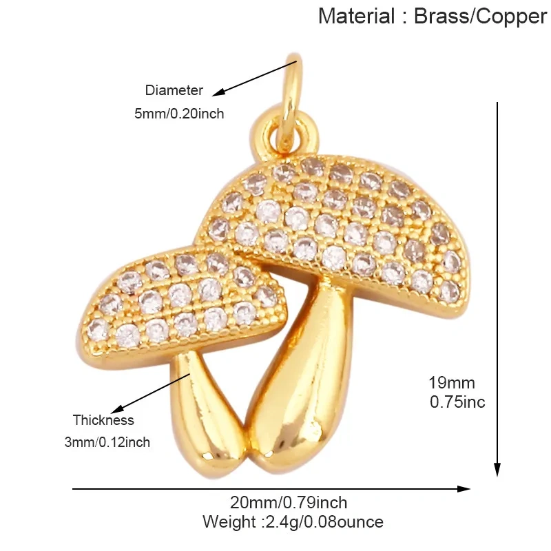 Cute Enamel Red White Mushroom Chili Charm Pendant,Colorful Cubic Zirconia Inlaid Necklaces Bracelet DIY Jewelry Supplies R10