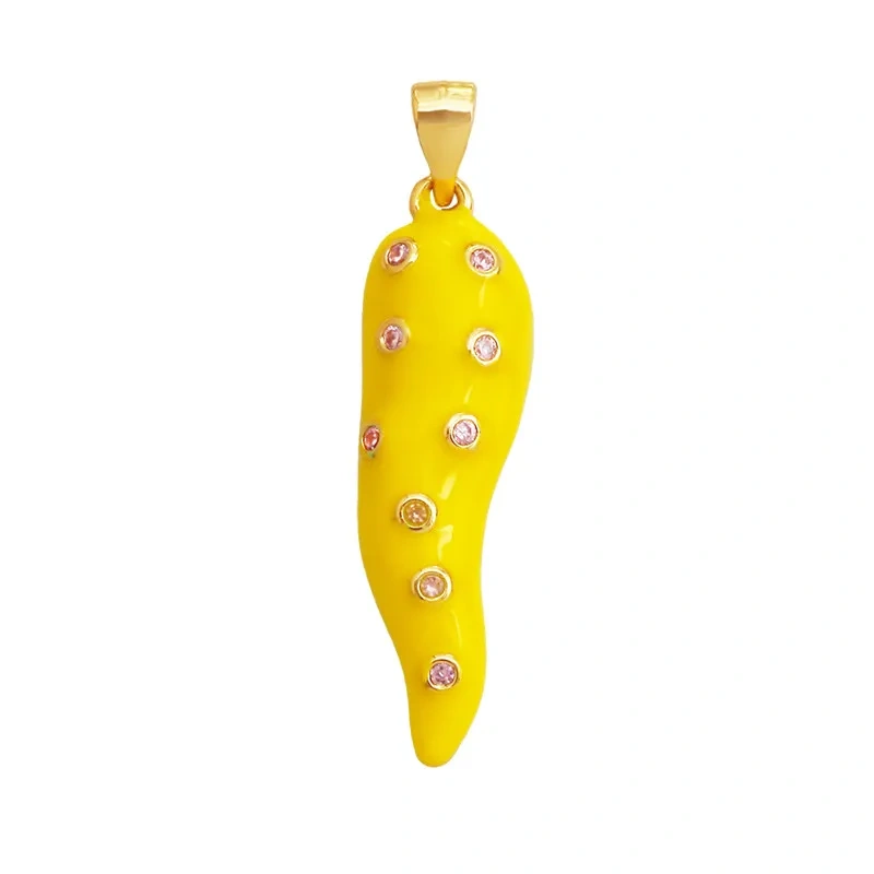 Cute Enamel Red White Mushroom Chili Charm Pendant,Colorful Cubic Zirconia Inlaid Necklaces Bracelet DIY Jewelry Supplies R10