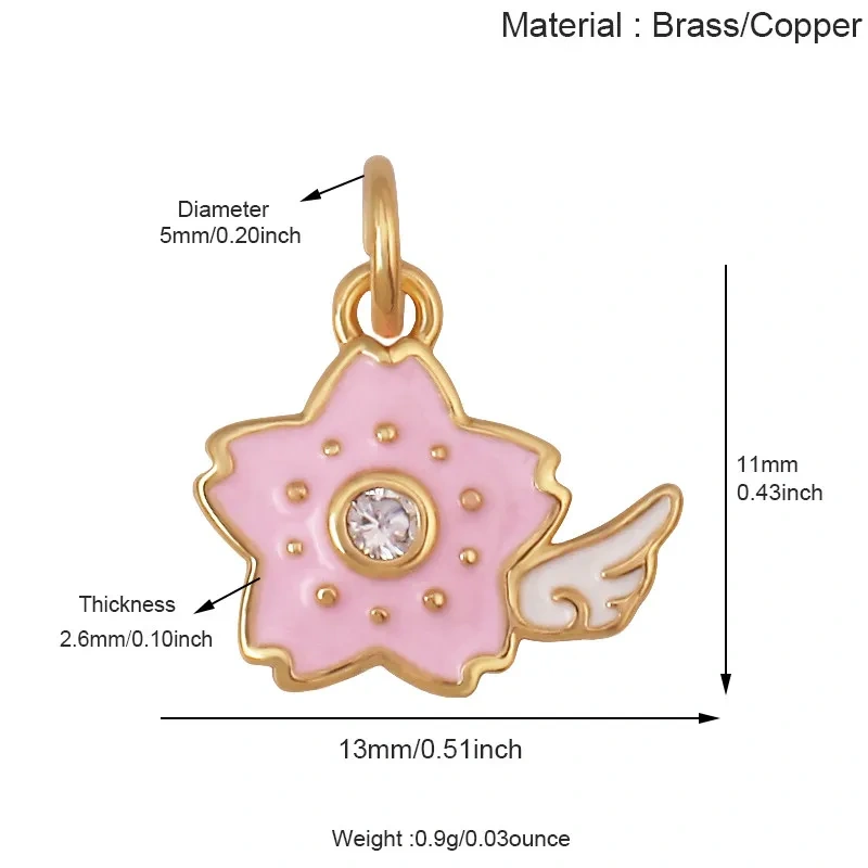 Trendy Enamel Flower Rose Tulip Sunflower Four Leaf Clover Charms Pendant,Cute Floral Necklace Bracelet DIY Jewelry Supplie K04