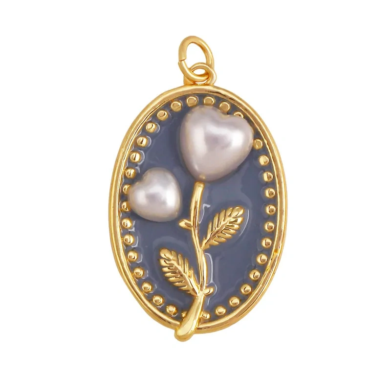 Trendy Enamel Flower Rose Tulip Sunflower Four Leaf Clover Charms Pendant,Cute Floral Necklace Bracelet DIY Jewelry Supplie K04