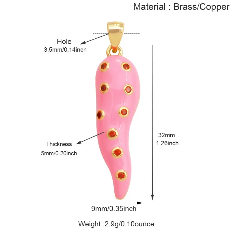 Cute Enamel Red White Mushroom Chili Charm Pendant,Colorful Cubic Zirconia Inlaid Necklaces Bracelet DIY Jewelry Supplies R10
