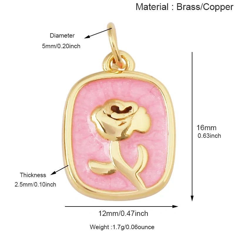Trendy Enamel Flower Rose Tulip Sunflower Four Leaf Clover Charms Pendant,Cute Floral Necklace Bracelet DIY Jewelry Supplie K04
