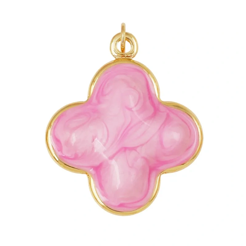 Trendy Colorful Flower Four Leaf Clover Charm Pendant,DIY Jewelry Accessories for Necklace Making Bracelet Earring Supplies R36