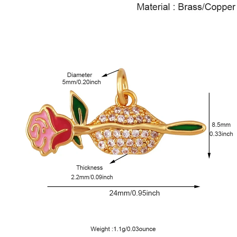 Trendy Enamel Flower Rose Tulip Sunflower Four Leaf Clover Charms Pendant,Cute Floral Necklace Bracelet DIY Jewelry Supplie K04