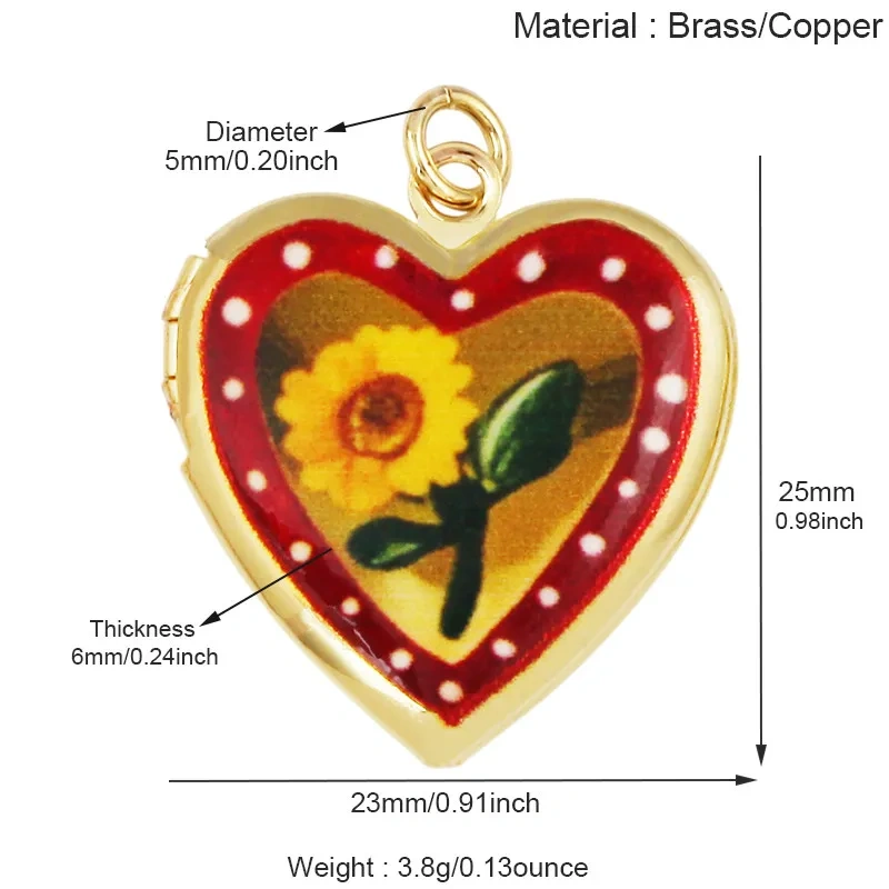 Fashion Rose Tulip Sunflower Four Leaf Clover Charms Pendant,Openable Heart Flower Locket Necklaces Bracelet Jewelry Supply M44