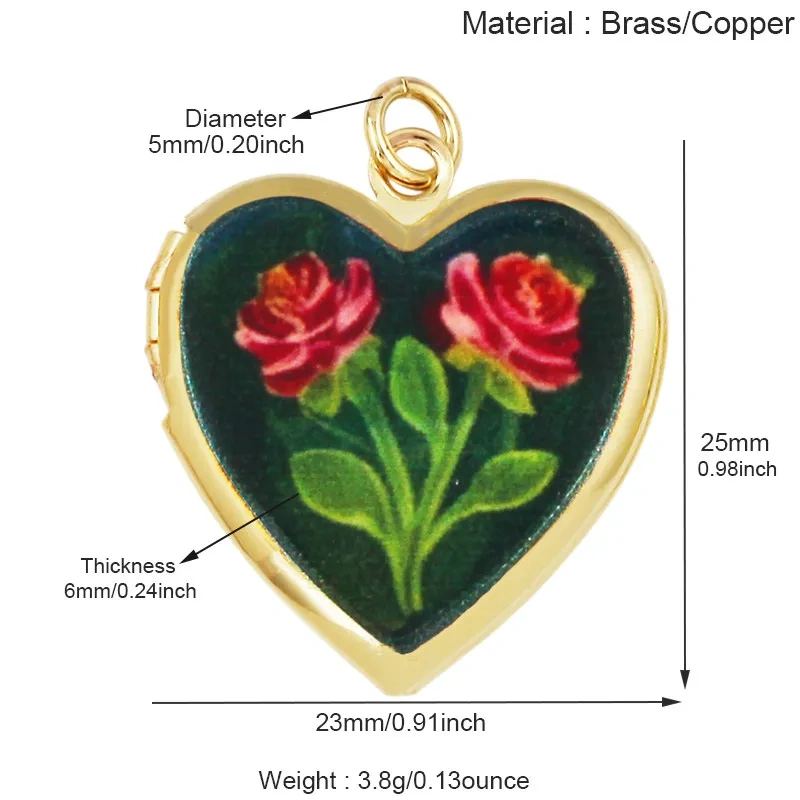 Fashion Rose Tulip Sunflower Four Leaf Clover Charms Pendant,Openable Heart Flower Locket Necklaces Bracelet Jewelry Supply M44