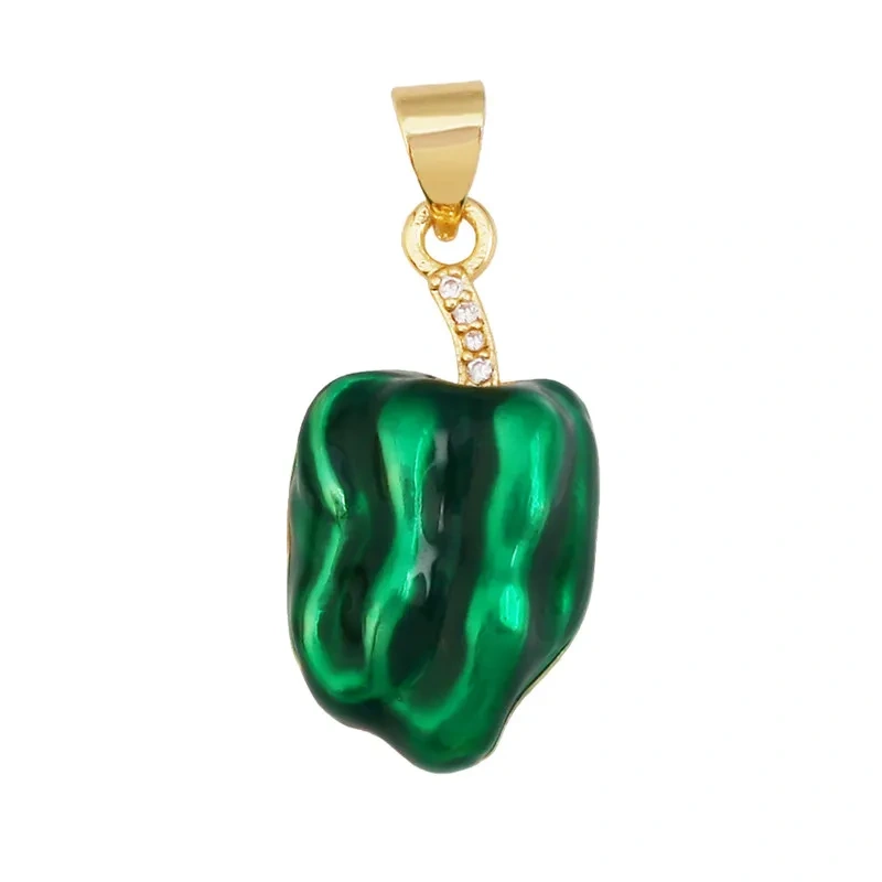 Cute Enamel Red White Mushroom Chili Charm Pendant,Colorful Cubic Zirconia Inlaid Necklaces Bracelet DIY Jewelry Supplies R10