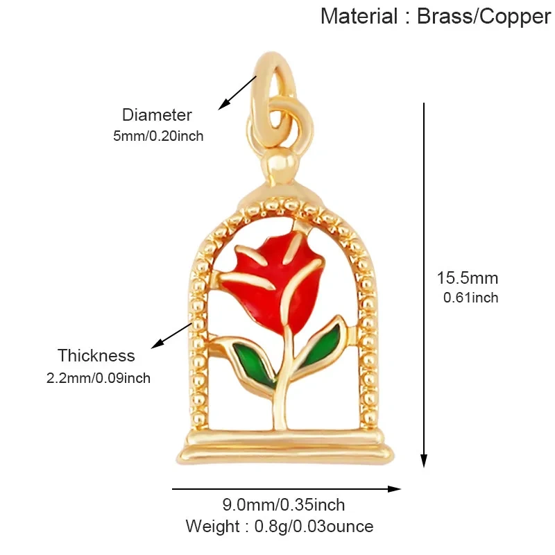 Trendy Enamel Flower Rose Tulip Sunflower Four Leaf Clover Charms Pendant,Cute Floral Necklace Bracelet DIY Jewelry Supplie K04