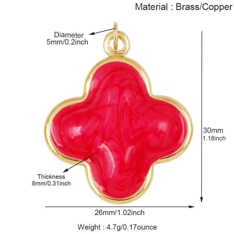 Trendy Colorful Flower Four Leaf Clover Charm Pendant,DIY Jewelry Accessories for Necklace Making Bracelet Earring Supplies R36