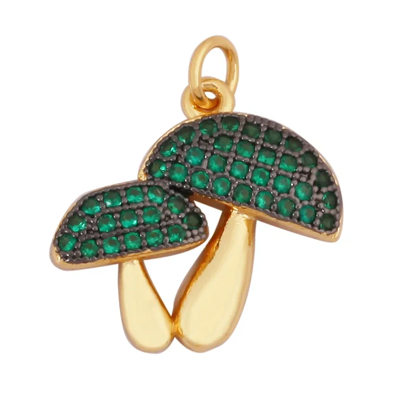 Cute Enamel Red White Mushroom Chili Charm Pendant,Colorful Cubic Zirconia Inlaid Necklaces Bracelet DIY Jewelry Supplies R10