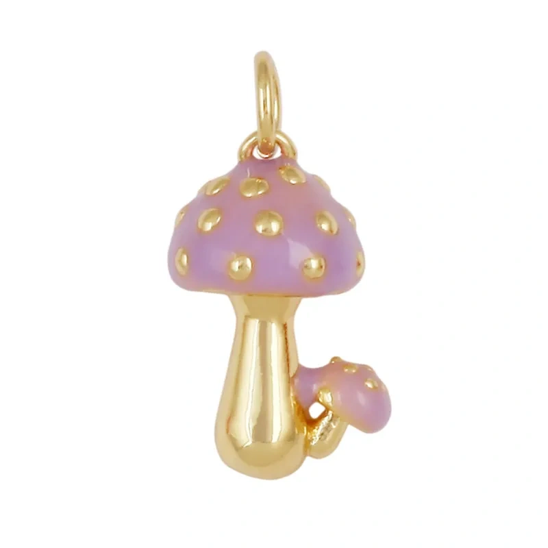 Cute Enamel Red White Mushroom Chili Charm Pendant,Colorful Cubic Zirconia Inlaid Necklaces Bracelet DIY Jewelry Supplies R10