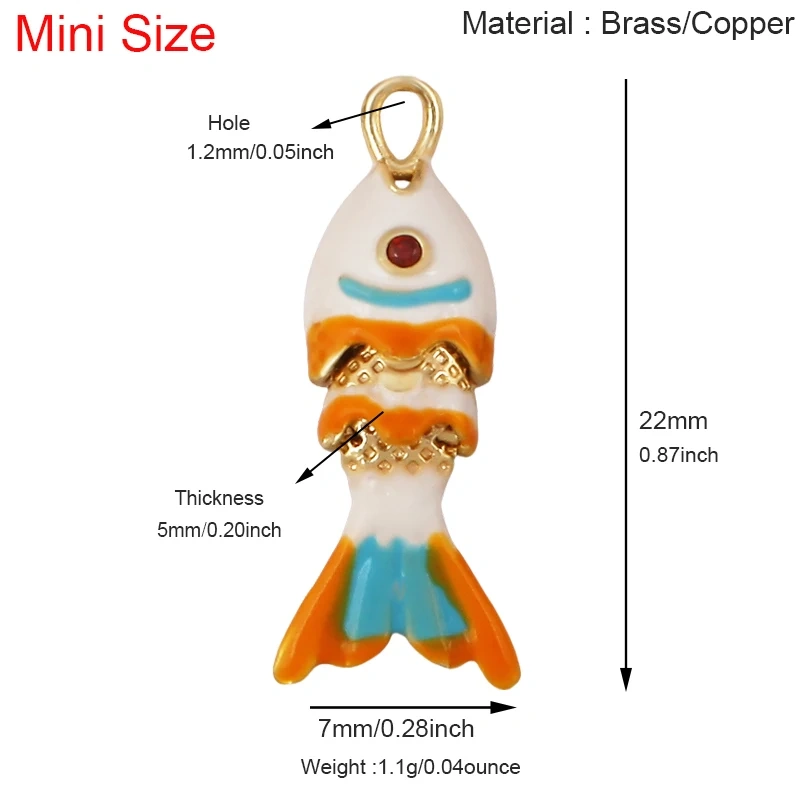 Enamel Fish Bone Squid Marine Sea Dalphin Charm Pendant,18K Real Gold Silver Plated Zircon Jewelry Finding Supplies S87 S75