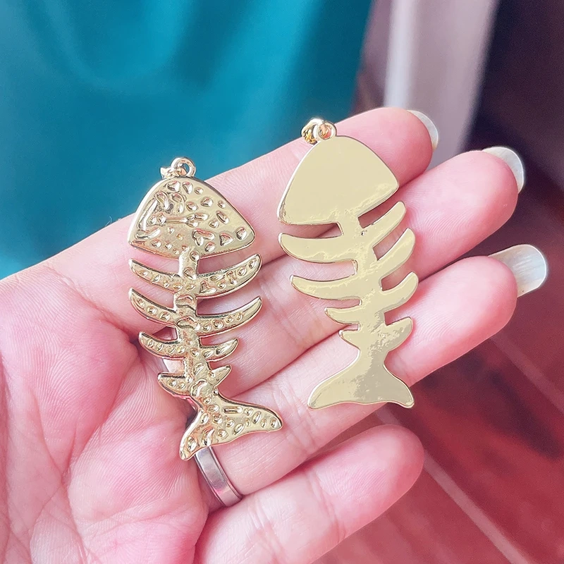 Enamel Fish Bone Squid Marine Sea Dalphin Charm Pendant,18K Real Gold Silver Plated Zircon Jewelry Finding Supplies S87 S75