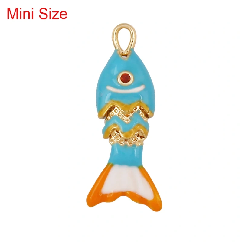 Enamel Fish Bone Squid Marine Sea Dalphin Charm Pendant,18K Real Gold Silver Plated Zircon Jewelry Finding Supplies S87 S75