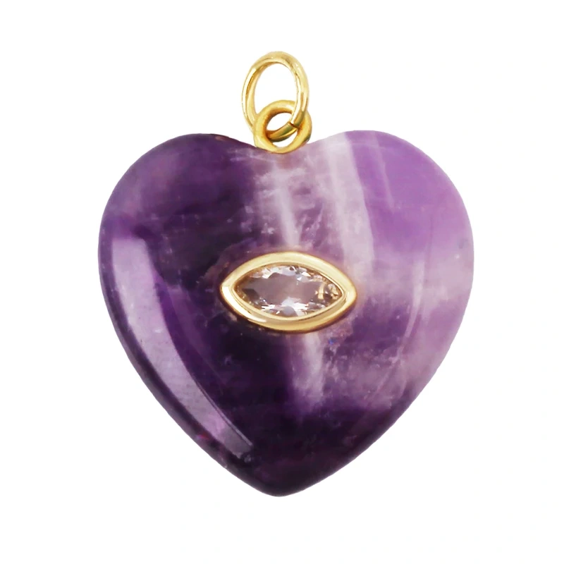 Fashion Heart Drop Shape Pendant Necklace,Amethyst Turquoise Red Black Agate Jade Agate Amethyst Amazonite Jewelry Supplies R16