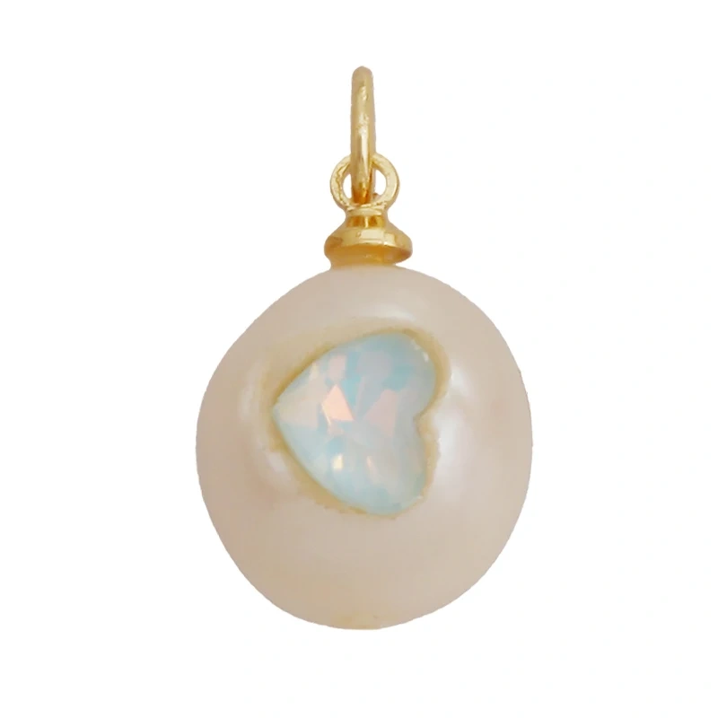 Fashion Natural Pearl Shell Charm Pendant,Real 18K Gold Plated Jewelry Necklace Craft Making Colorful Zircon DIY Accessories R17