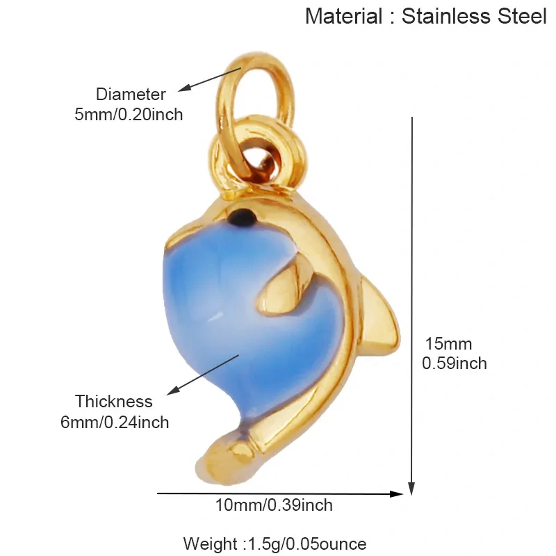 New Stainless Steel Animal Ocean Fish Crab Turtle Dolphin Shell Charm Pendant,Painted DIY Necklace Bracelet Jewelry Supplies R74