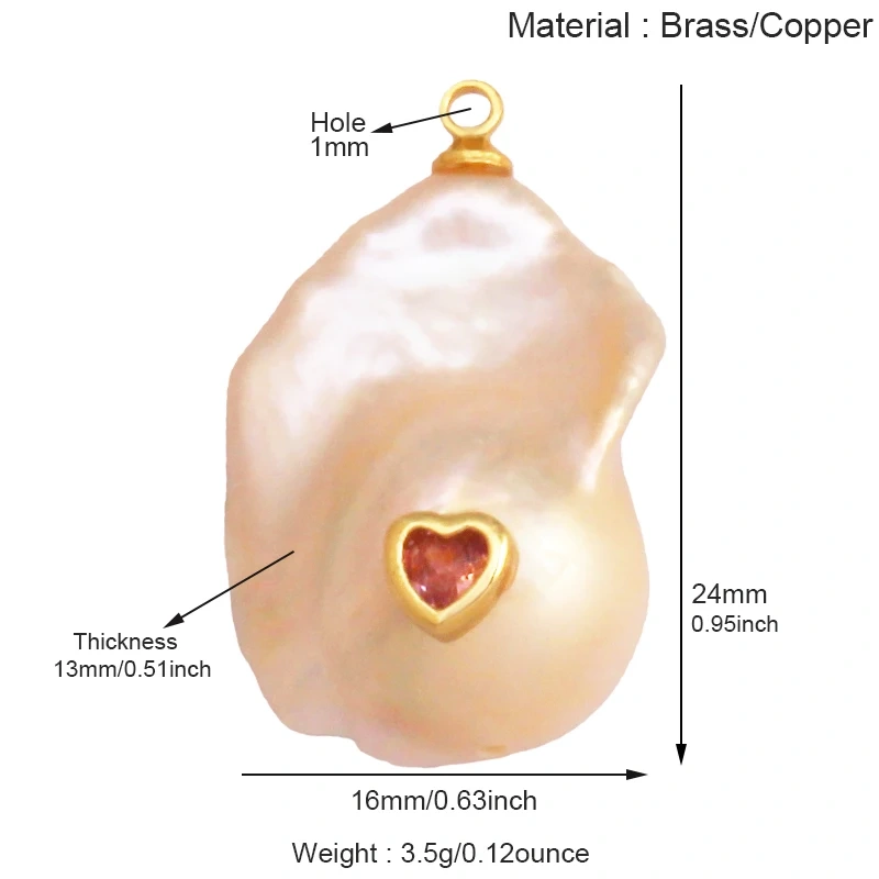 Fashion Natural Pearl Shell Charm Pendant,Real 18K Gold Plated Jewelry Necklace Craft Making Colorful Zircon DIY Accessories R17