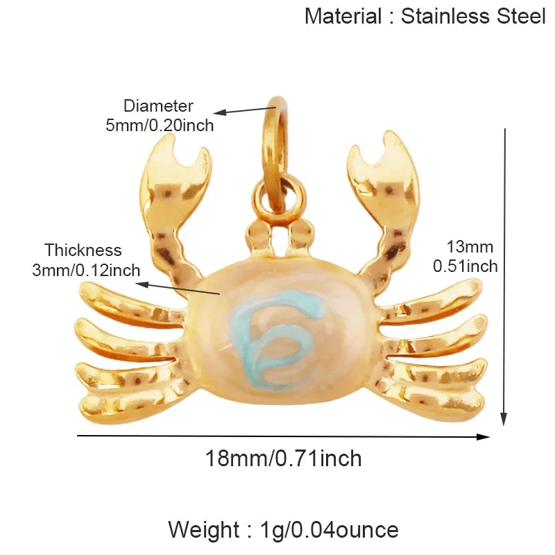 New Stainless Steel Animal Ocean Fish Crab Turtle Dolphin Shell Charm Pendant,Painted DIY Necklace Bracelet Jewelry Supplies R74