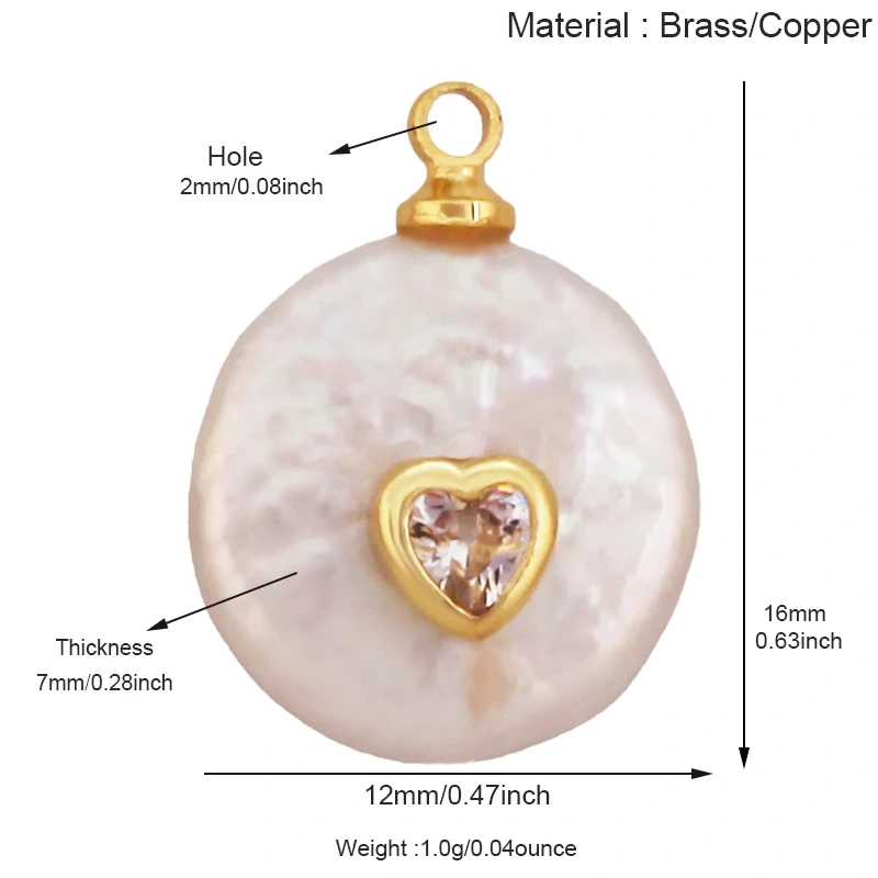Fashion Natural Pearl Shell Charm Pendant,Real 18K Gold Plated Jewelry Necklace Craft Making Colorful Zircon DIY Accessories R17