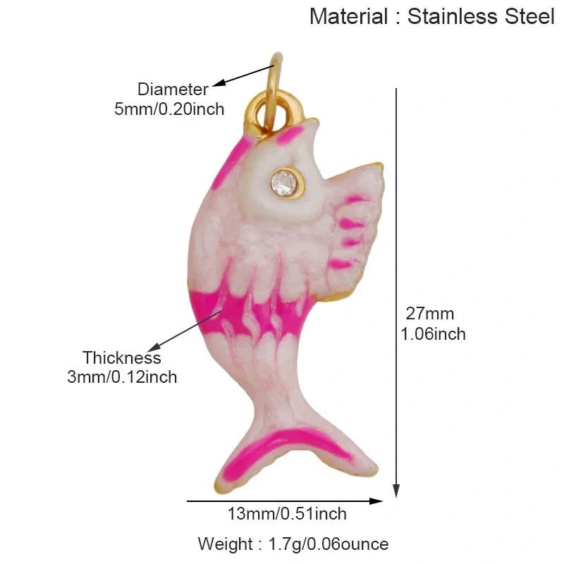 New Stainless Steel Animal Ocean Fish Crab Turtle Dolphin Shell Charm Pendant,Painted DIY Necklace Bracelet Jewelry Supplies R74