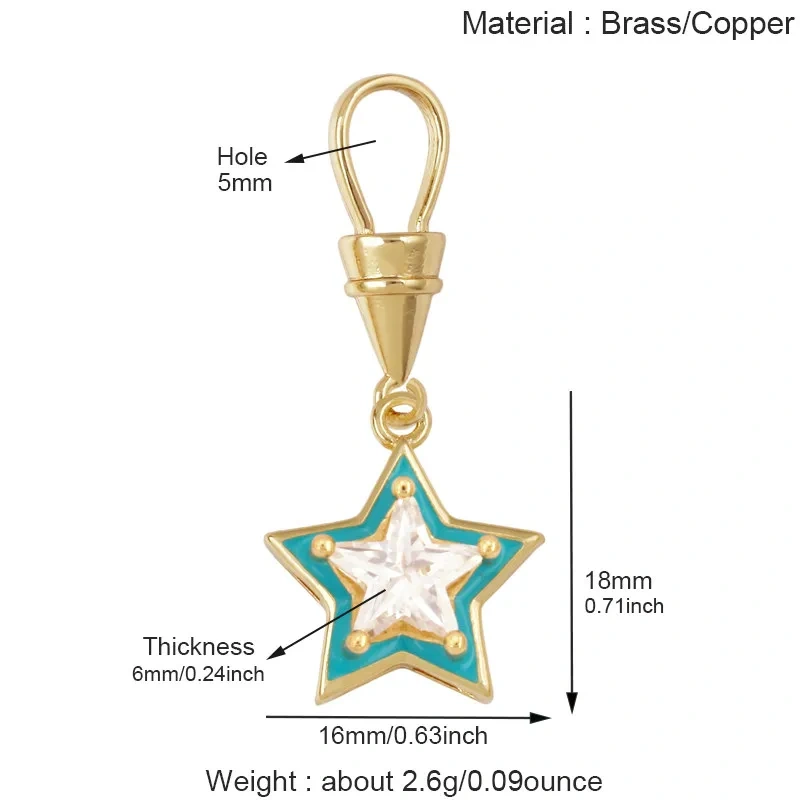 Trendy Rainbow Enamel Star Oval Rectangle Colorful Zircon Pendant Charms,DIY Necklace Bracelet Earring Jewelry Making Supply M13