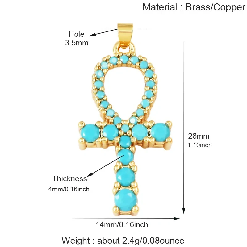 2pcs/lot Trendy Turquoise Zircon Charm Moon Star Heart Key Evil Eye Pendant,Accessories For Necklace Making Jewelry Findings T17