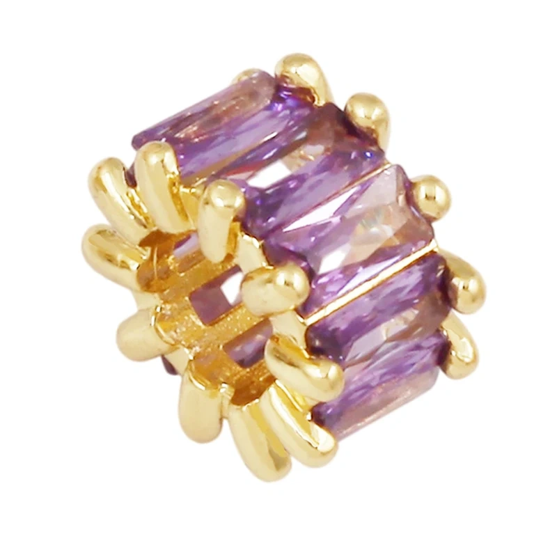 Baguette Cut Cage Style Pave Set Round Beads,Styling Spacer Beads For Paracord Bracelet Jewelry Making Accessories J32