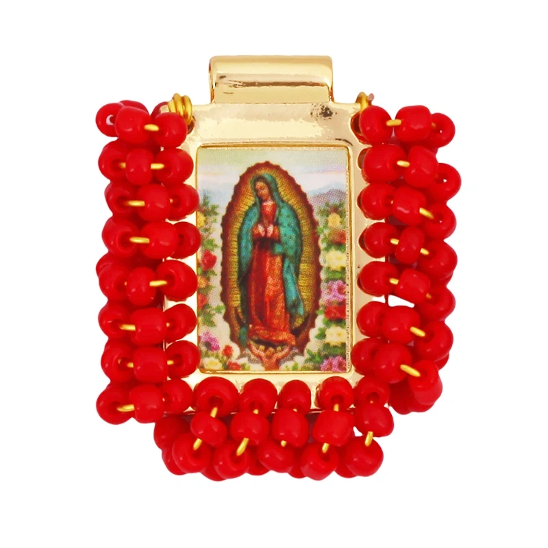 Bohemian Style Colourful Seed Glass Beads Charm Pendant,Fashion Religious Jesus Virgin Mary Jewelry Necklace Bracelet Supply K99