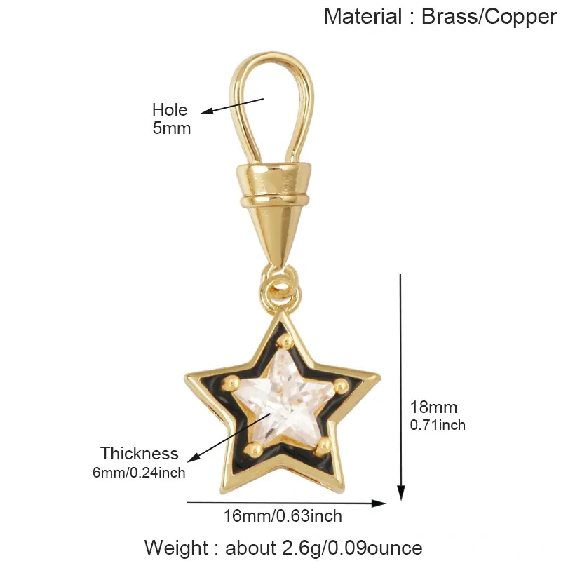 Trendy Rainbow Enamel Star Oval Rectangle Colorful Zircon Pendant Charms,DIY Necklace Bracelet Earring Jewelry Making Supply M13