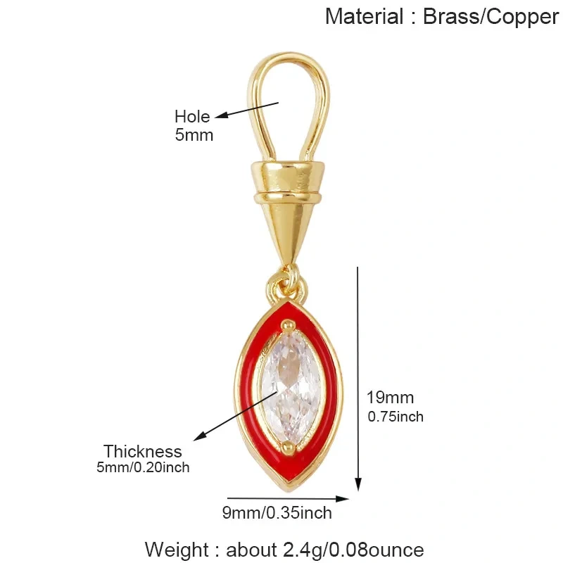 Trendy Rainbow Enamel Heart Marquise Teardrop Round CZ Pendant Charms,Necklace Bracelet Earring Jewelry Making Supplies J06 M13